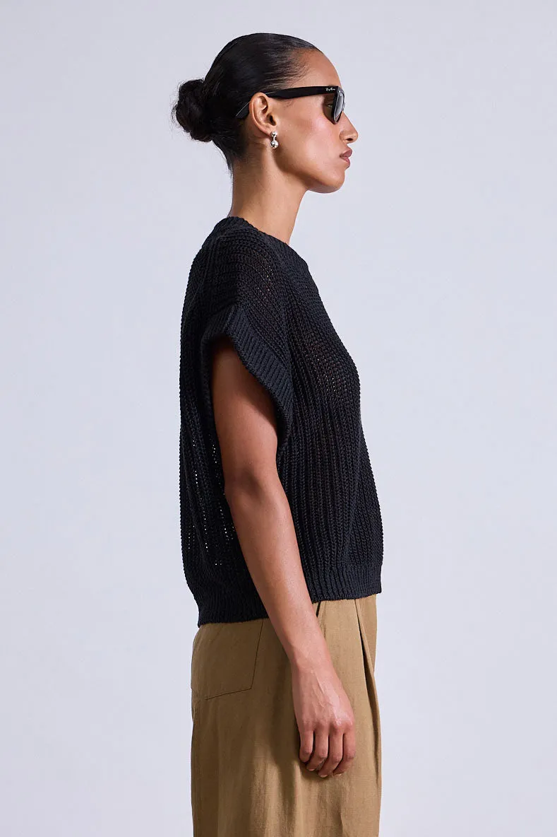 Olivia Linen Vest in Black