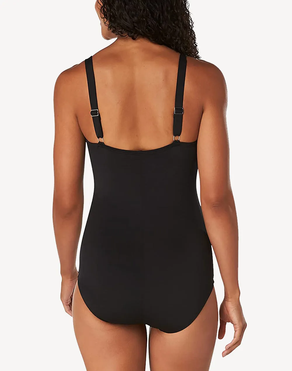 Solid Shirred Polyester One Piece
